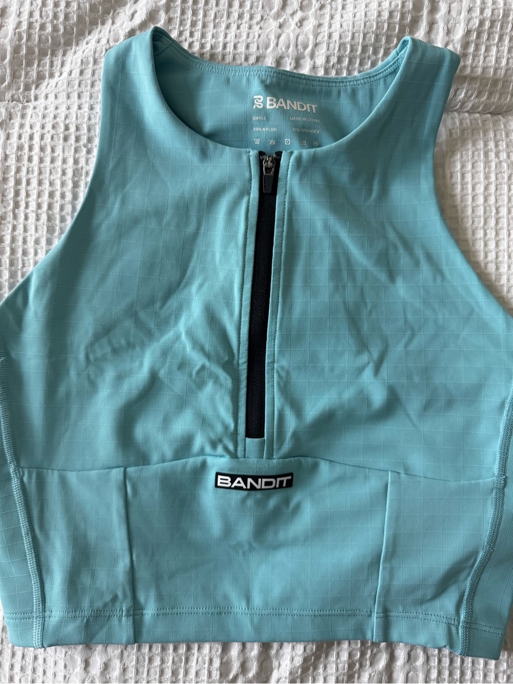 Bandit Running GRIDLOCK™ ZIP FRONT RACE CROP - VINTAGE BLUE - Picture 5 of 12